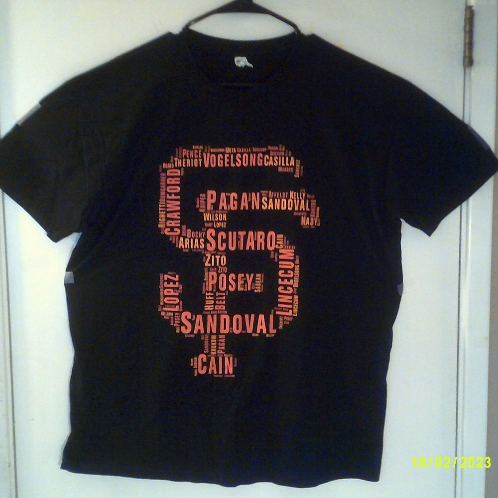 NO BRAND "SF Giants World Series Champs Roster Tee" MENS BLACK T-SHIRT XL
